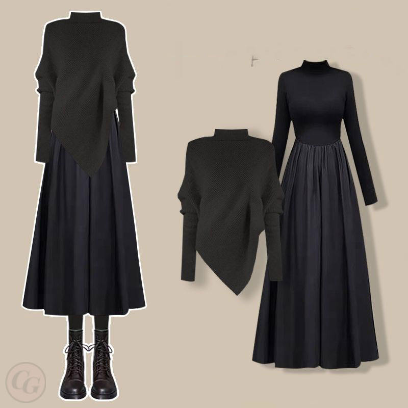 黑色針織+黑色長洋裝/套裝