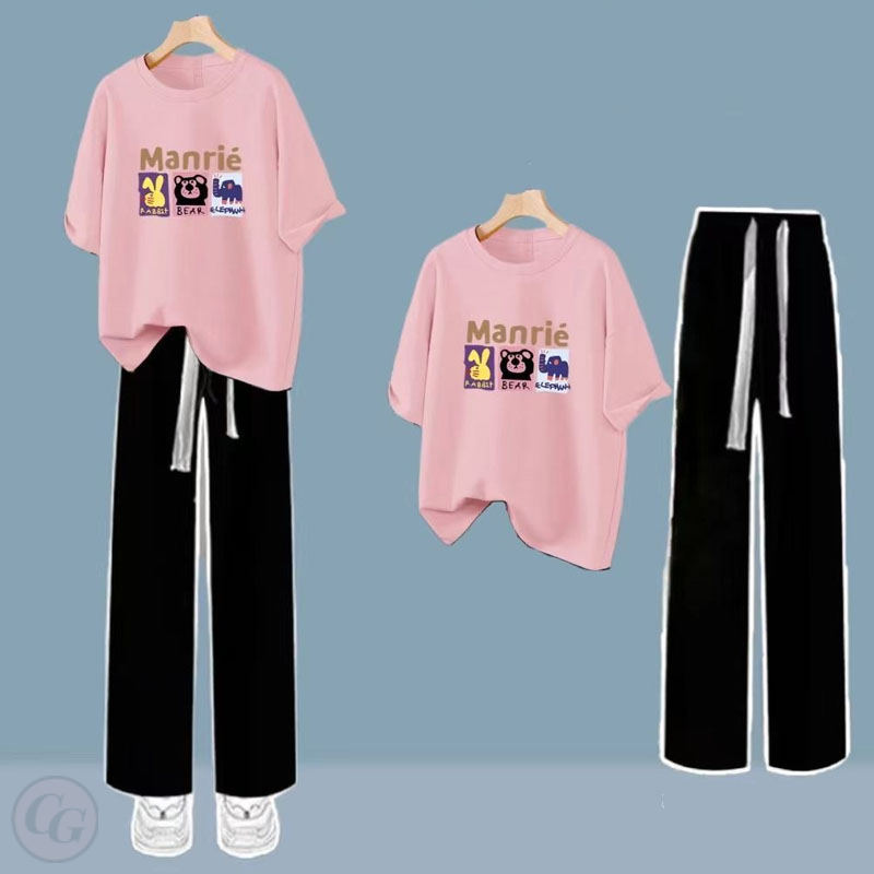 粉色T恤+長褲